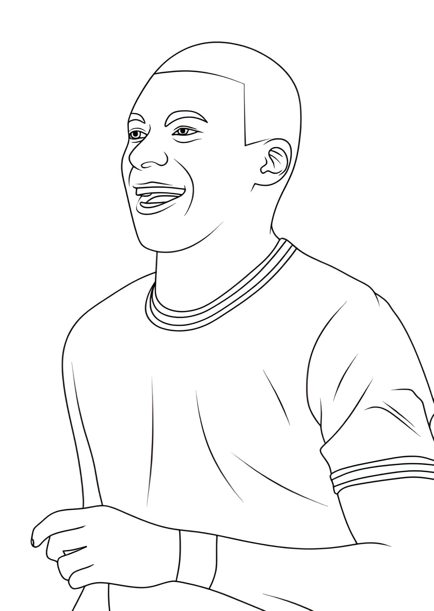 Desenho do mbappe sorrindo para colorir