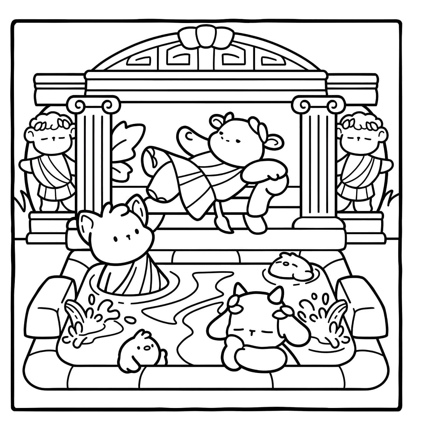 Desenho de animais na piscina termal Bobbie Goods para pintar