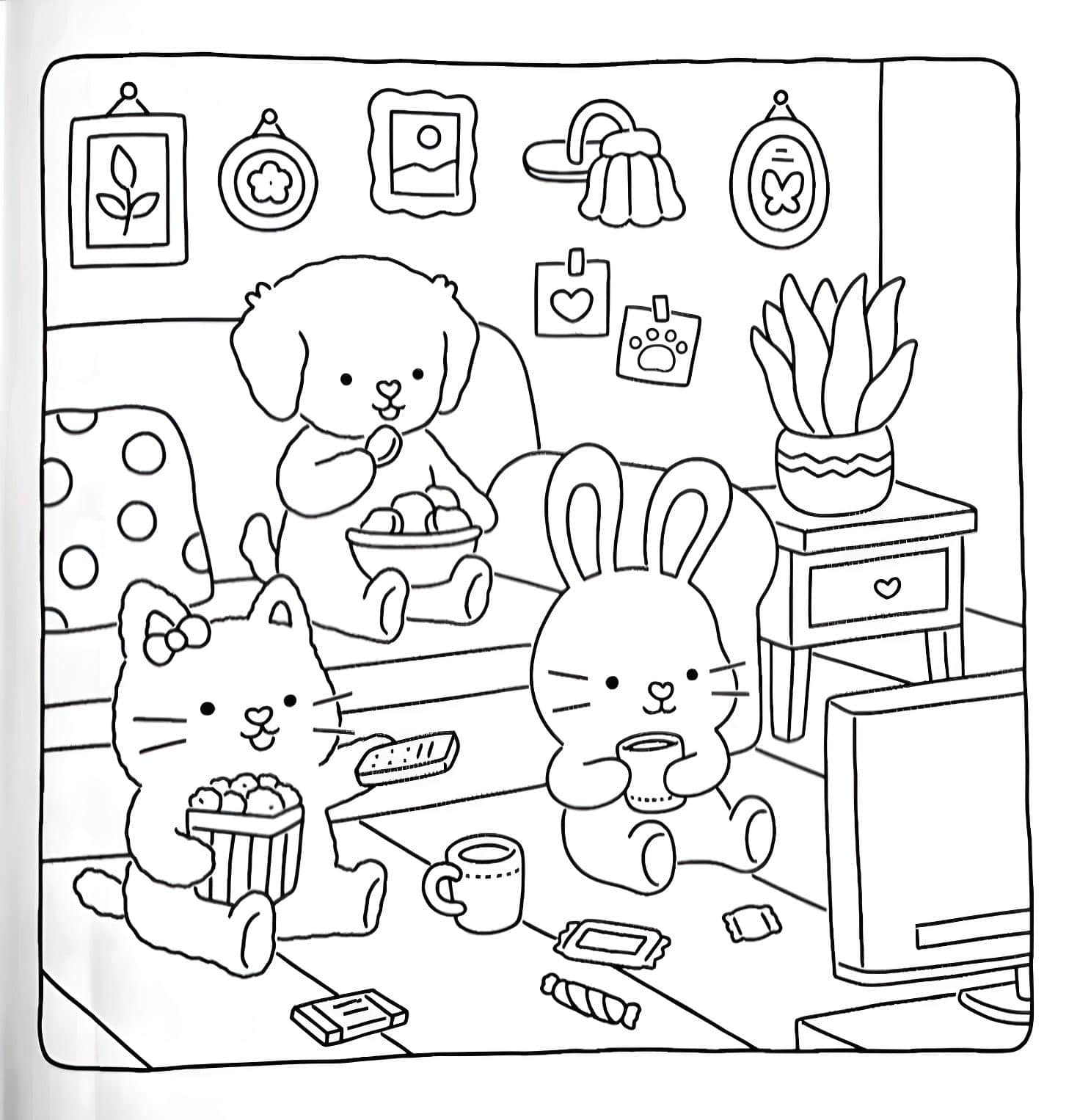 Desenho de animais assistindo tv de Bobbie Goods para colorir