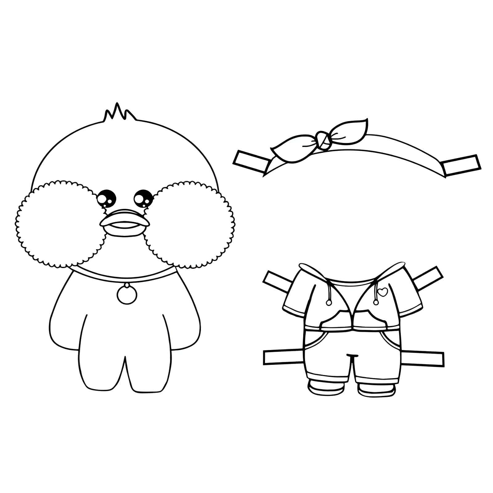 Desenho de Paper Duck com diadema para colorir
