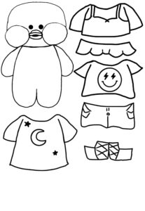 Desenho de Paper Duck com pijama para colorir