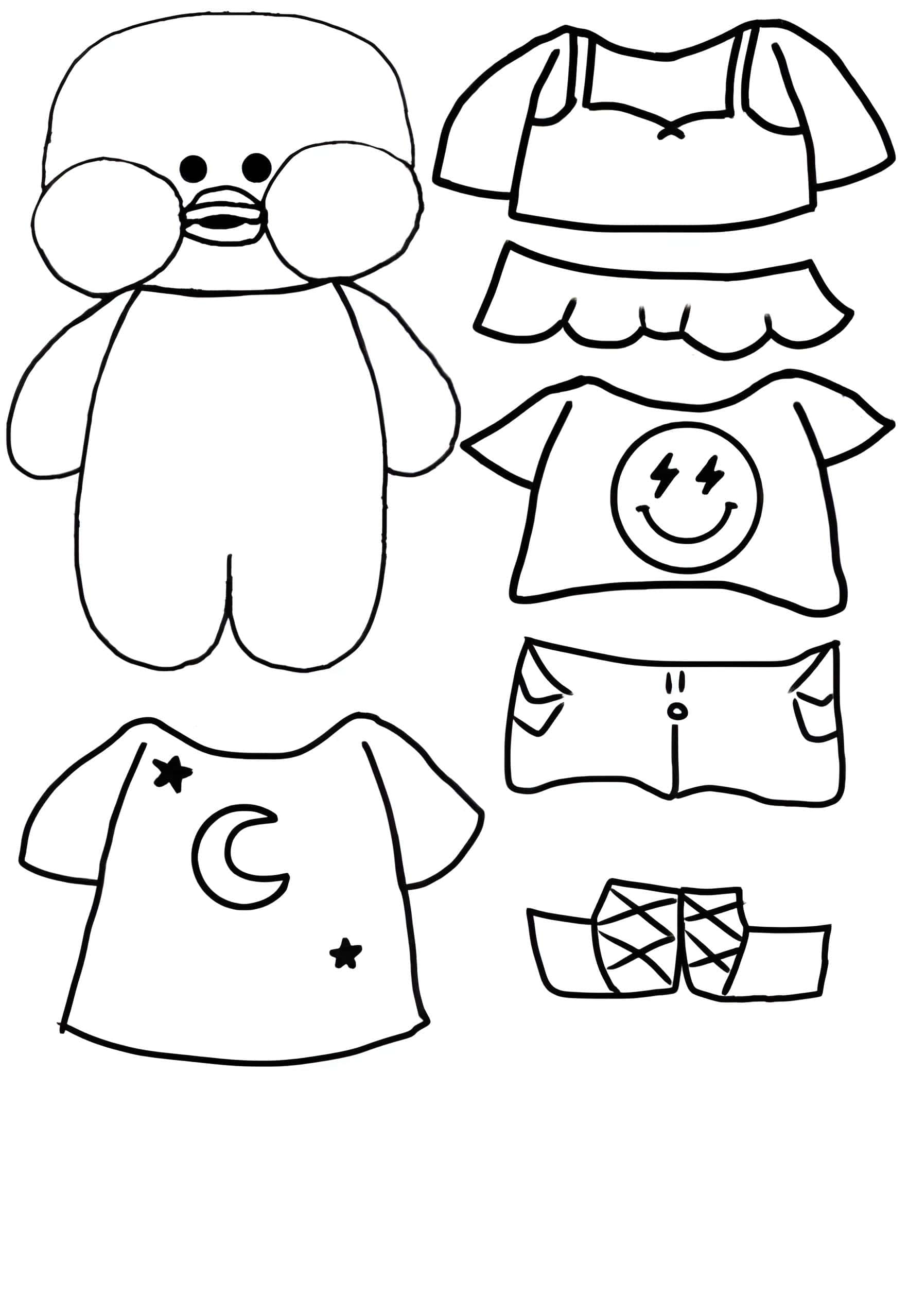 Desenho de Paper Duck com pijama para colorir