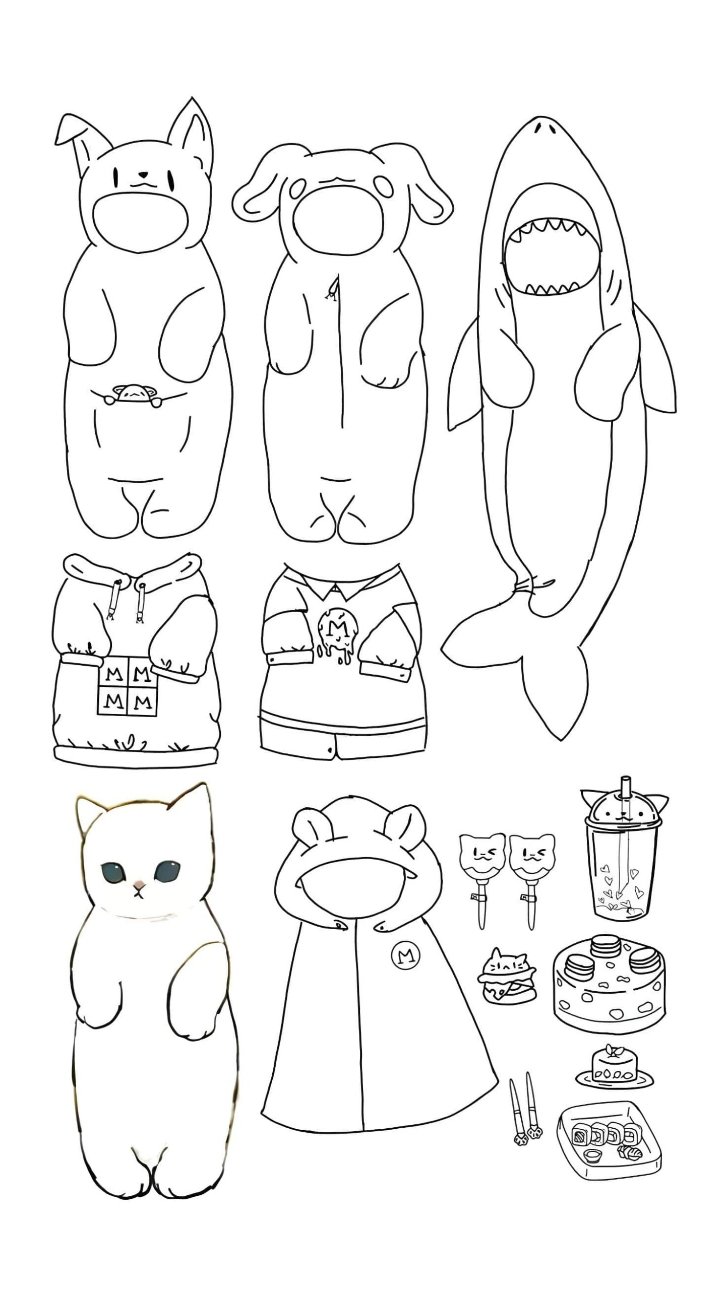 Desenho de Paper Duck gatinho para colorir