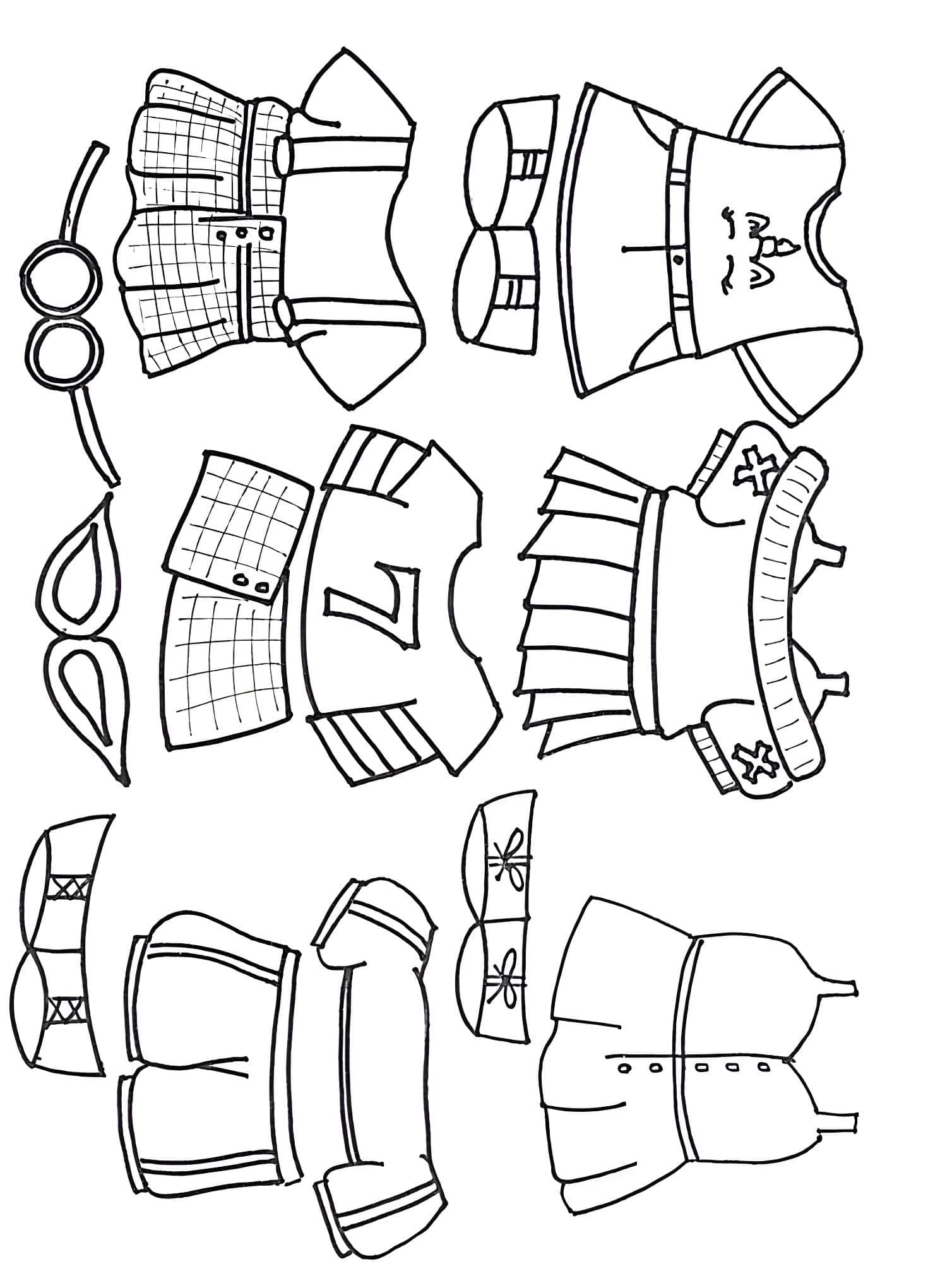 Desenho de roupas de Paper Duck para imprimir