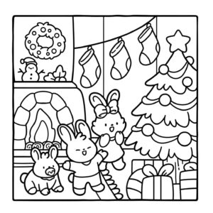 Imagem de coelhos e presentes de natal de Bobbie Goods para imprimir
