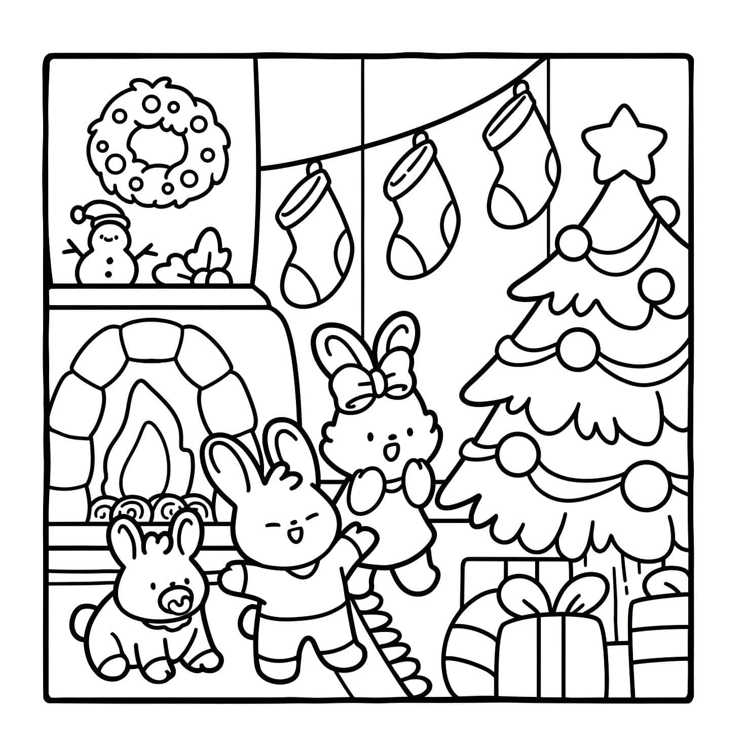 Imagem de coelhos e presentes de natal de Bobbie Goods para imprimir