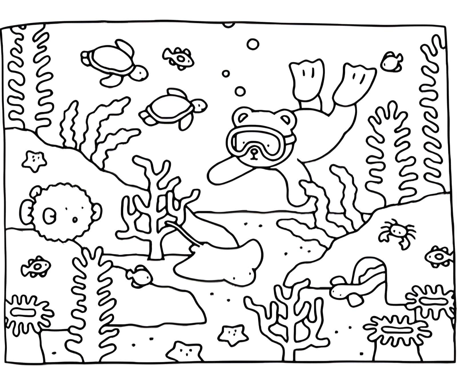 Imagem de urso mergulhando no oceano de Bobbie Goods para colorir