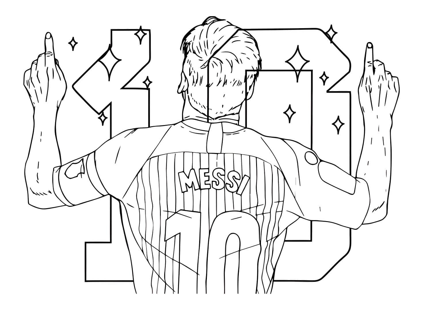 Desenho de Lionel Messi 10 para colorir