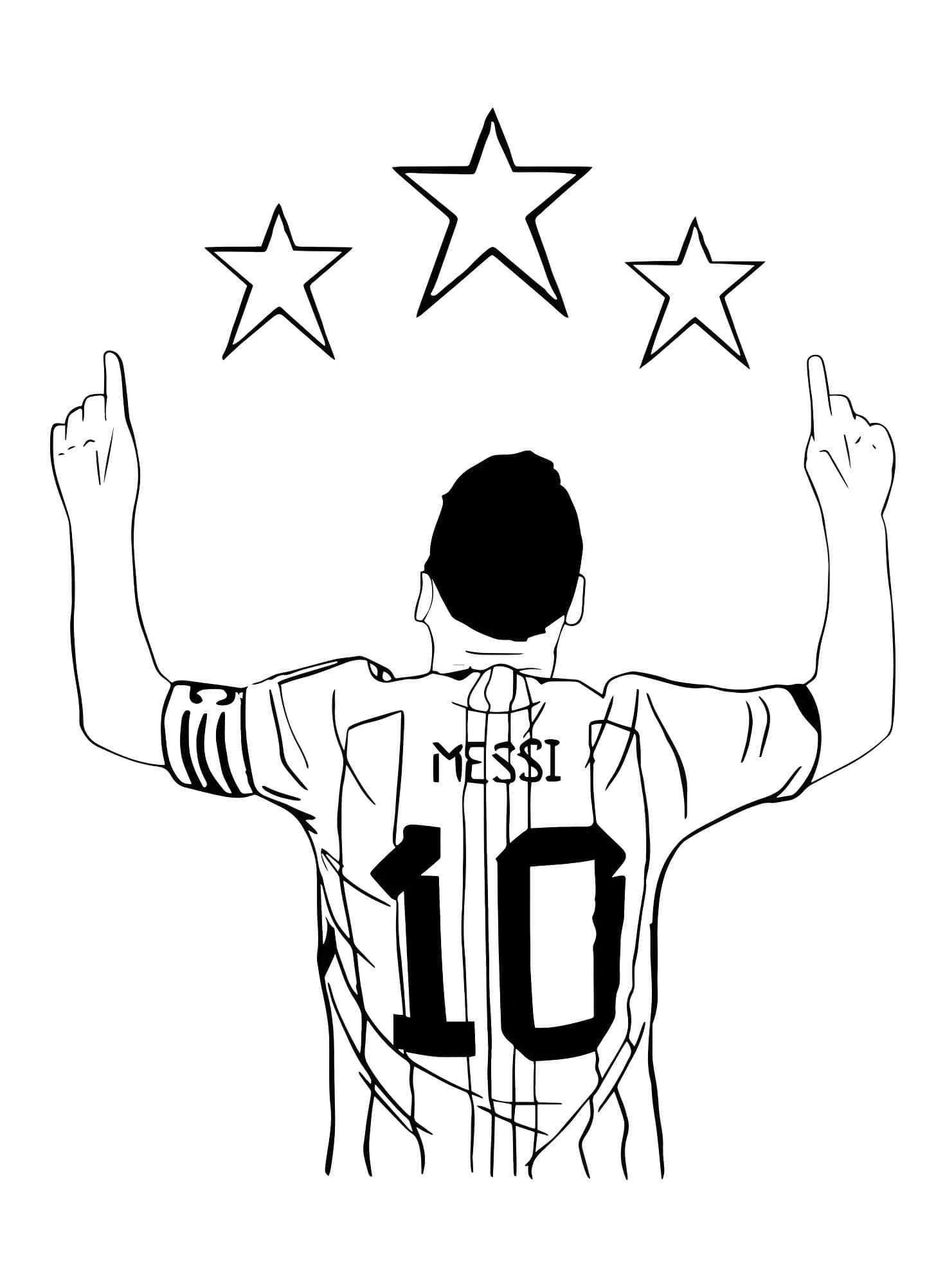 Desenho de Lionel Messi apontando para o céu para imprimir