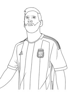 Desenho de Lionel Messi com a seleção para colorir