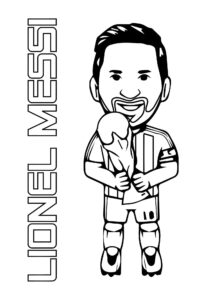 Desenho de Lionel Messi com letras para colorir