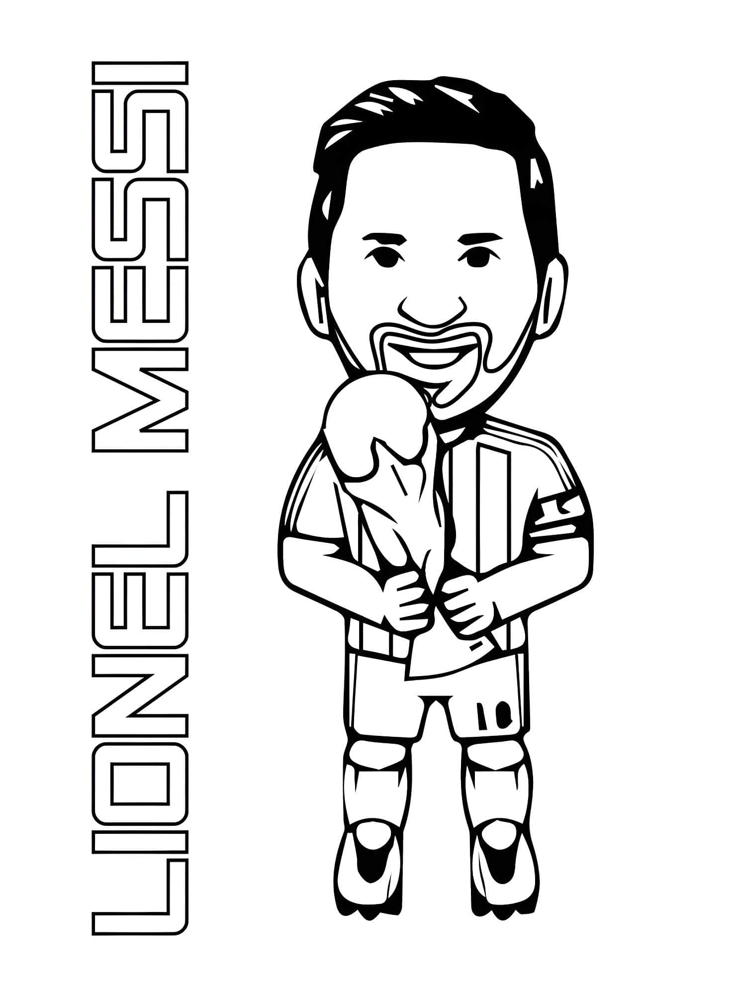 Desenho de Lionel Messi com letras para colorir