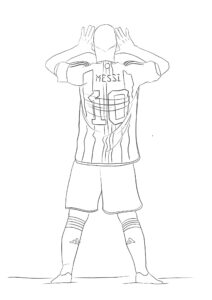 Desenho de Lionel Messi comemorando para colorir