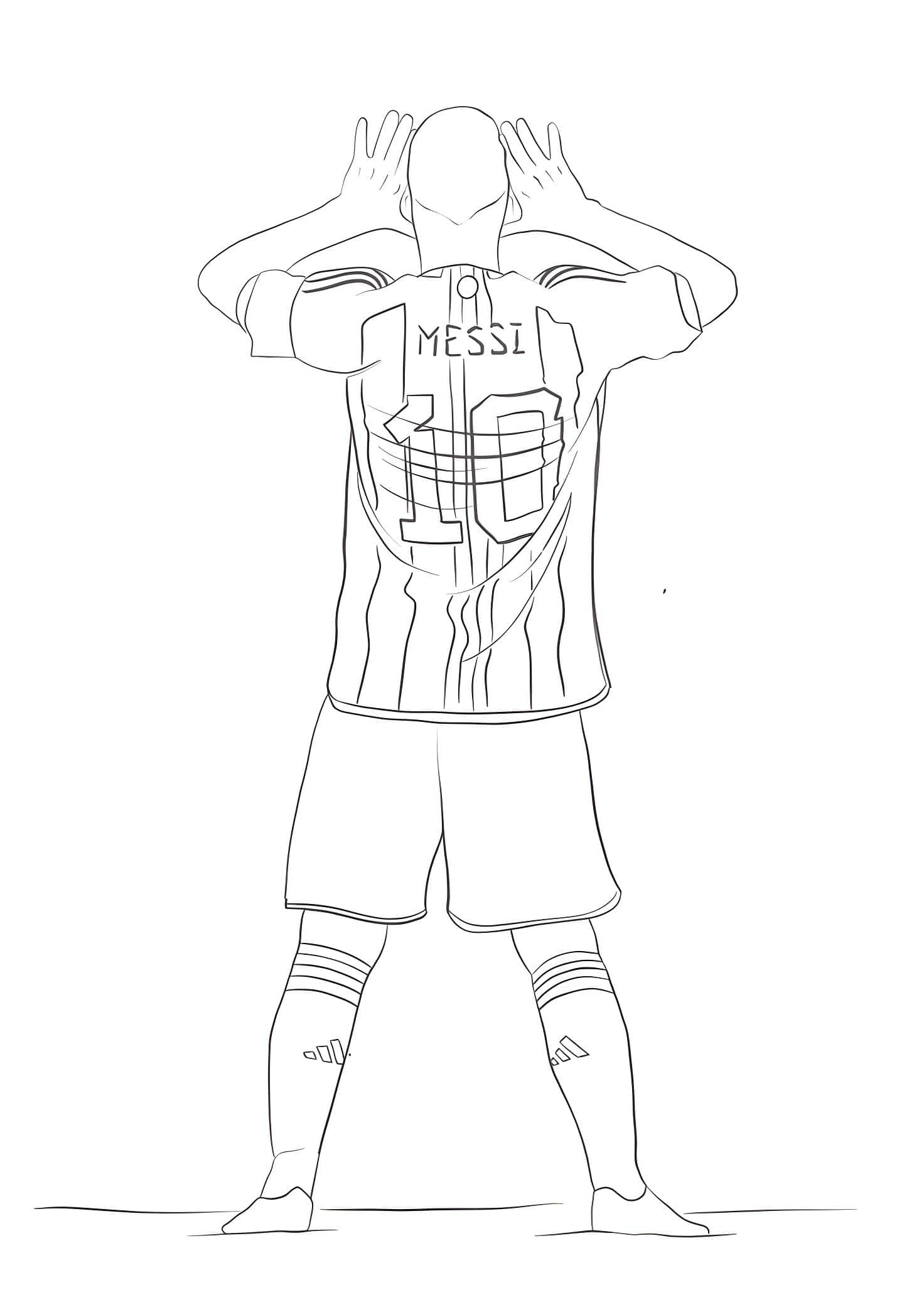 Desenho de Lionel Messi comemorando para colorir