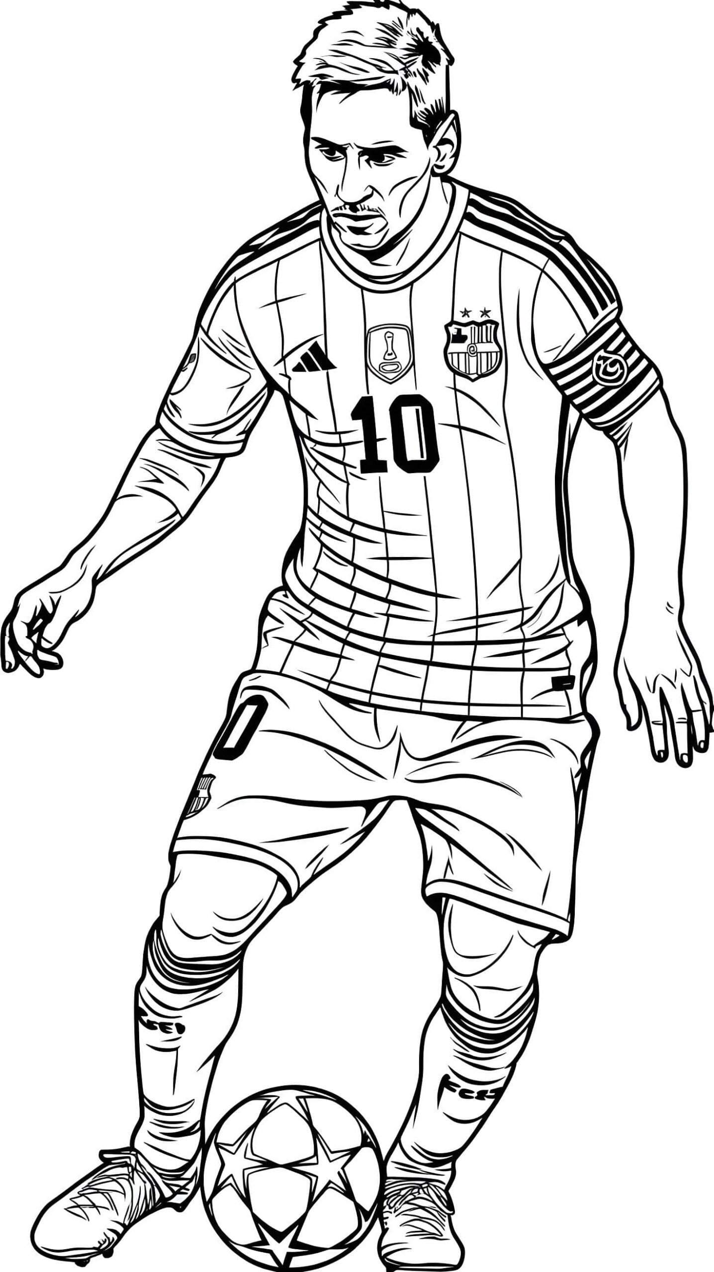 Desenho de Lionel Messi no barcelona para colorir