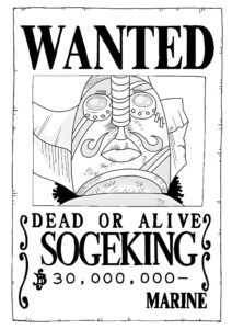 Desenho do cartaz de procurado do sogeking de one piece para imprimir e colorir