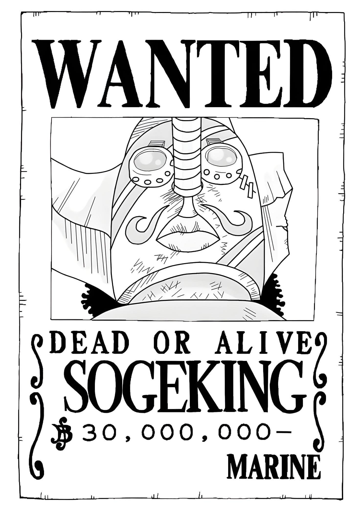 Desenho do cartaz de procurado do sogeking de one piece para imprimir e colorir