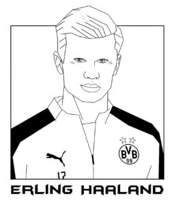 Erling haaland com o 17 no borussia dortmund para colorir