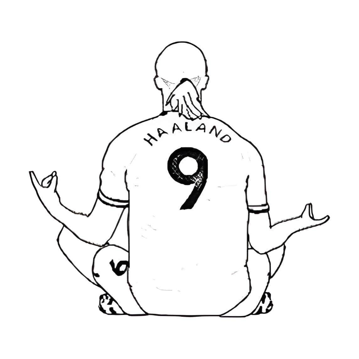 Erling haaland comemorando sentado para colorir