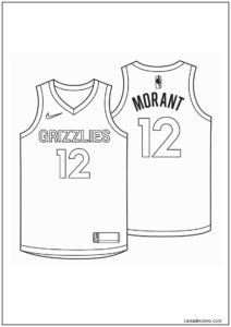 Página para colorir da camisa de ja morant memphis grizzlies