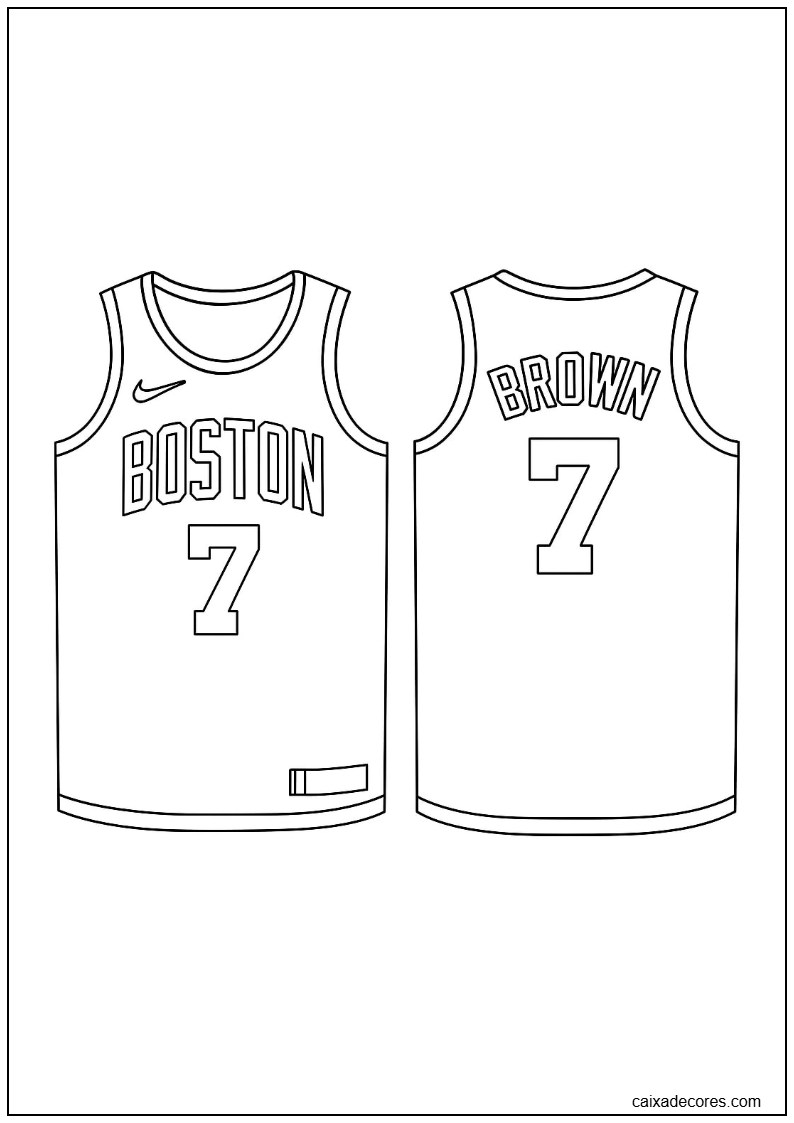 Página para colorir da camisa do jaylen brown boston celtics