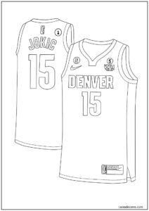 Página para colorir da camisa do jokic denver nuggets