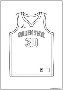 Página para colorir da camisa do stephen curry golden state warriors