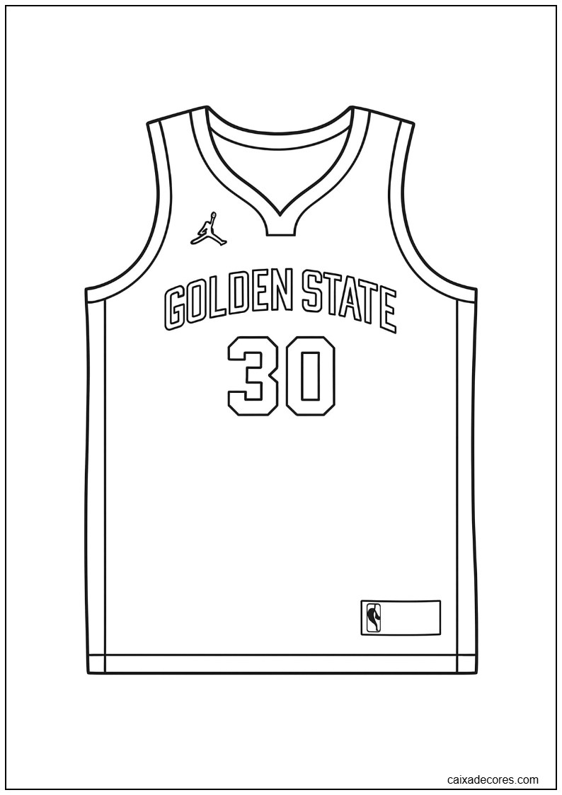 Página para colorir da camisa do stephen curry golden state warriors