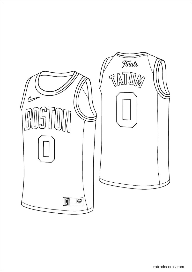 Página para colorir da camisa do tatum boston celtics