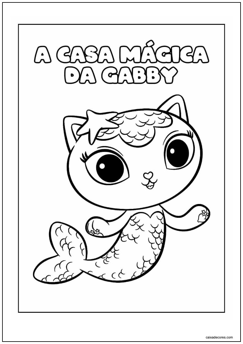 A casa mágica da gabby gato sereia para colorir