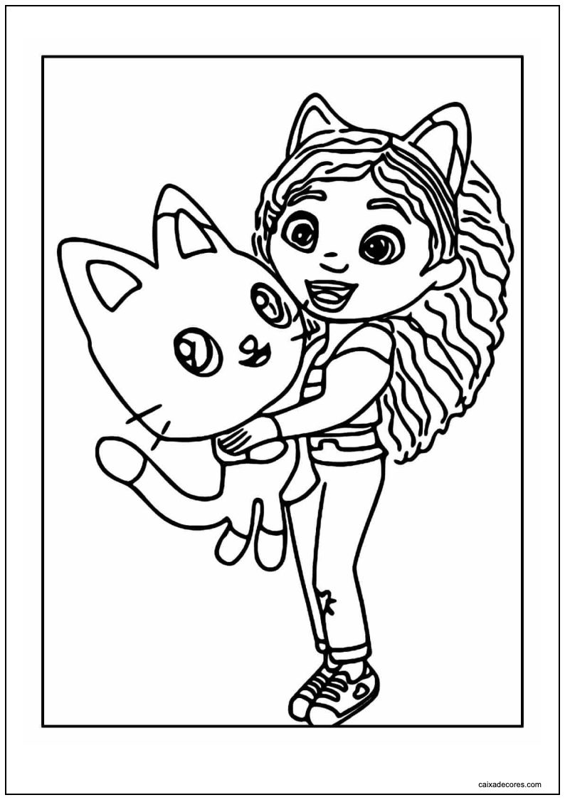A casa mágica da gabby com gato para colorir