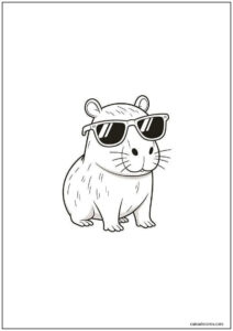 Capivara com óculos para colorir