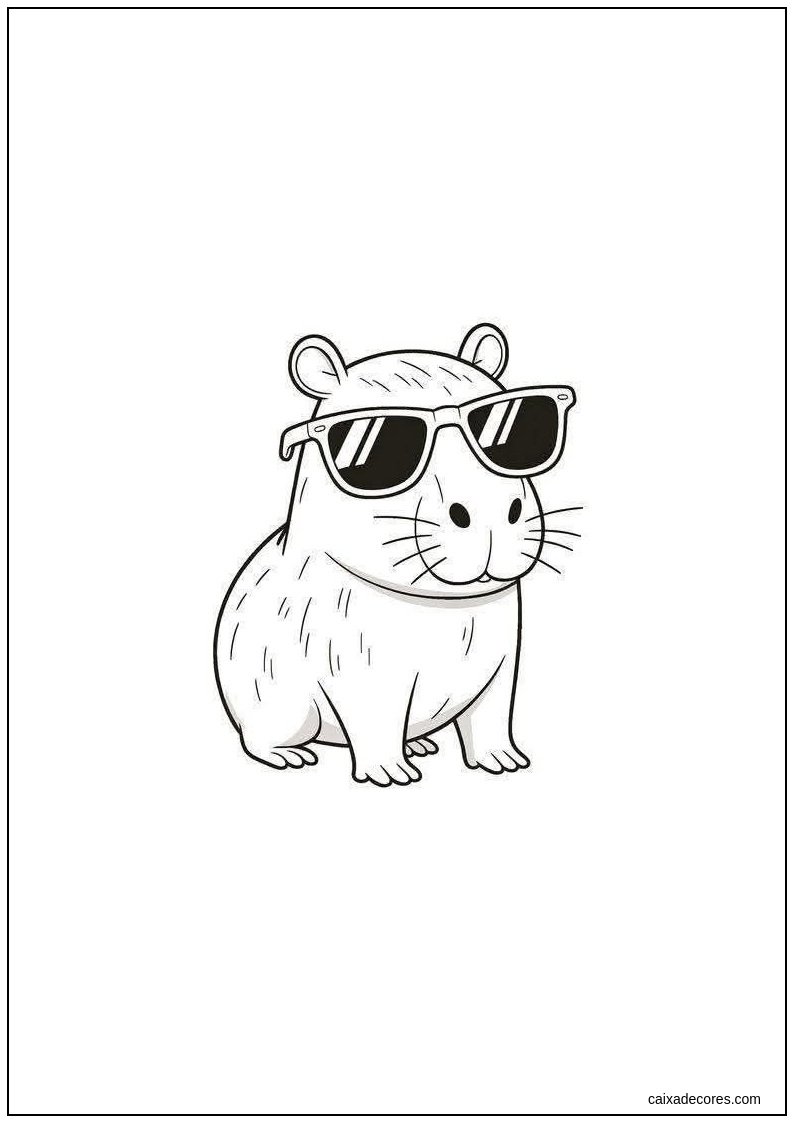 Capivara com óculos para colorir