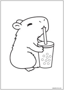 Capivara com sorvete para colorir