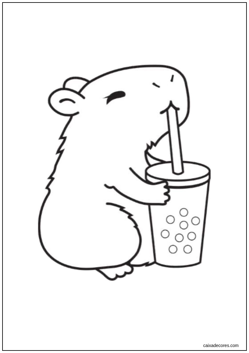 Capivara com sorvete para colorir