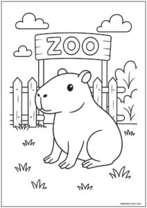 Capivara no zoológico para colorir