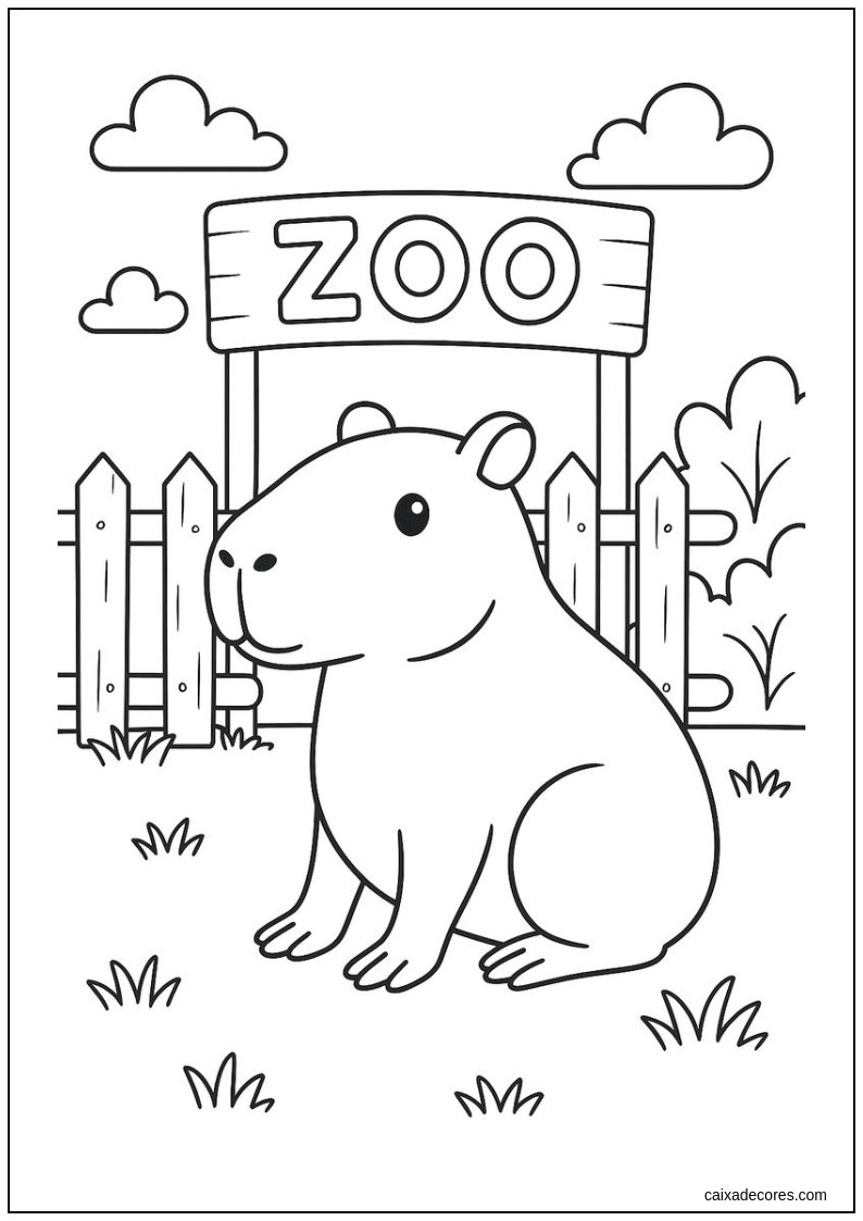 Capivara no zoológico para colorir