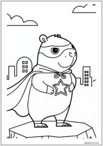 Capivara super herói para colorir