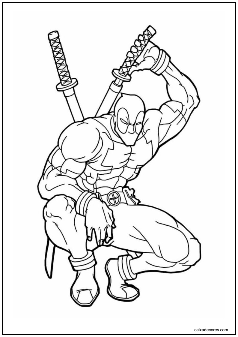 Deadpool agachado para imprimir