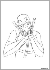 Deadpool apaixonado para colorir
