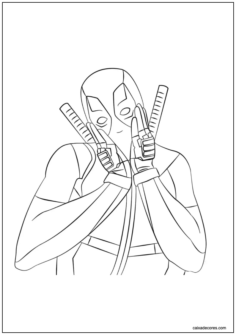Deadpool apaixonado para colorir