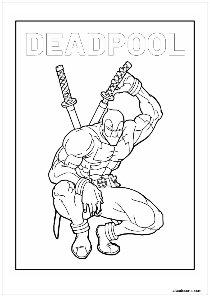Deadpool com letras para colorir