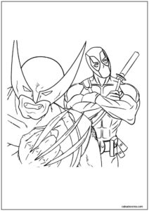 Deadpool com wolverine para colorir