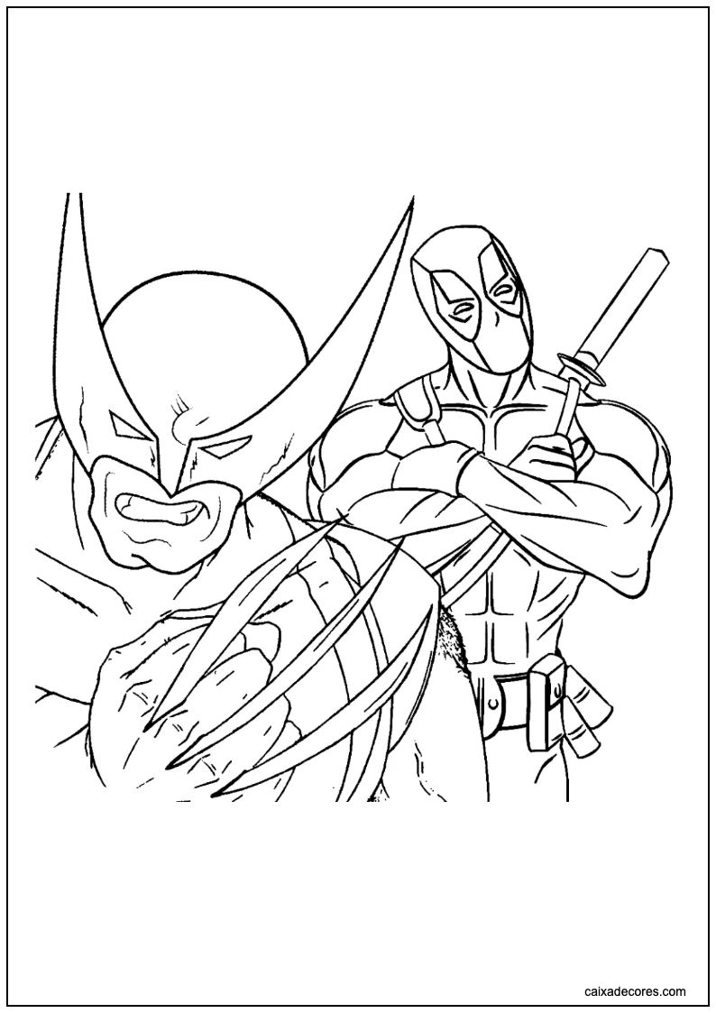 Deadpool com wolverine para colorir