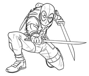 Deadpool con espadas para imprimir
