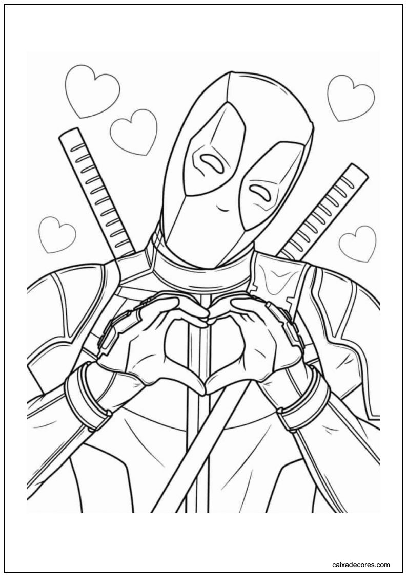 Deadpool fazendo coração para imprimir