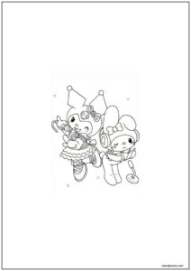 Desenho da kuromi com amiga para imprimir e colorir