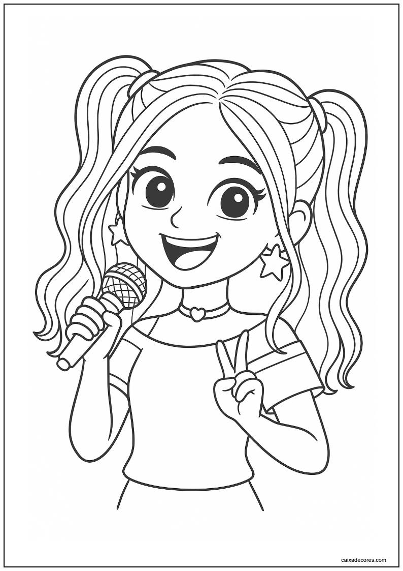 Desenho da luluca com microfone para colorir