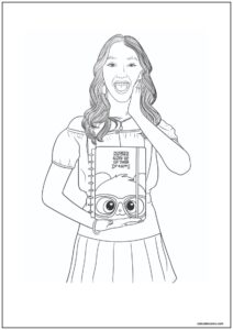 Desenho da luluca com um caderno para imprimir