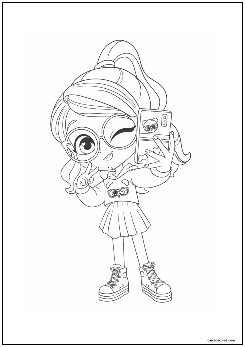 Desenho da luluca tirando uma foto para colorir